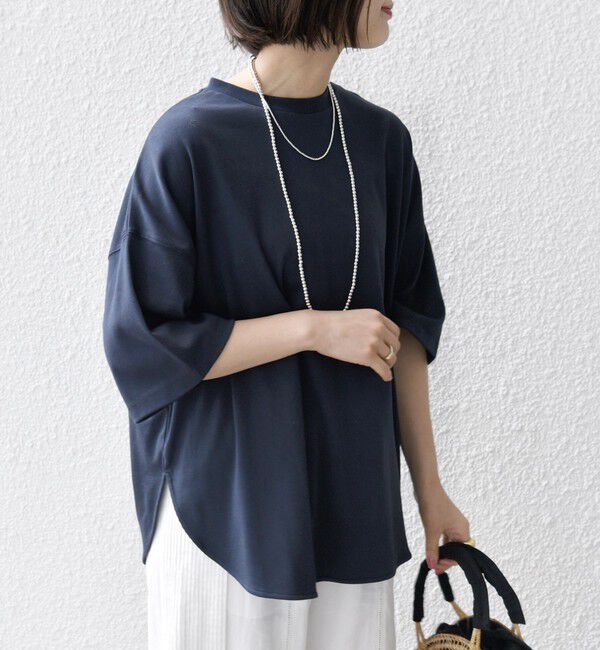 SHIPS any「〈接触冷感/汗染み防止加工/洗濯機可能〉ラウンドヘム クルー ビッグ TEE」|Tシャツ・カットソー|