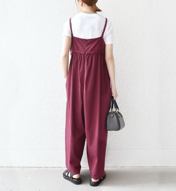 SHIPS any「bon_meur:〈手洗い可能〉ロープ編み コットン ワイド ギャザー サロペット」|オールインワン|
