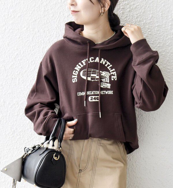 SHIPS any「【SHIPS any別注】THE KNiTS:〈洗濯機可能〉ロゴプリント フーディー パーカー」|パーカー|ブラウン