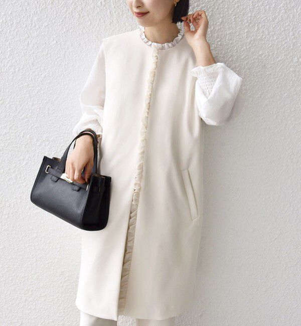SHIPS for women「【SHIPS別注】kaene:〈洗濯機可能〉ダンボール フリル ロング ジレ（セレモニー対応可）」|ベスト・ジレ|