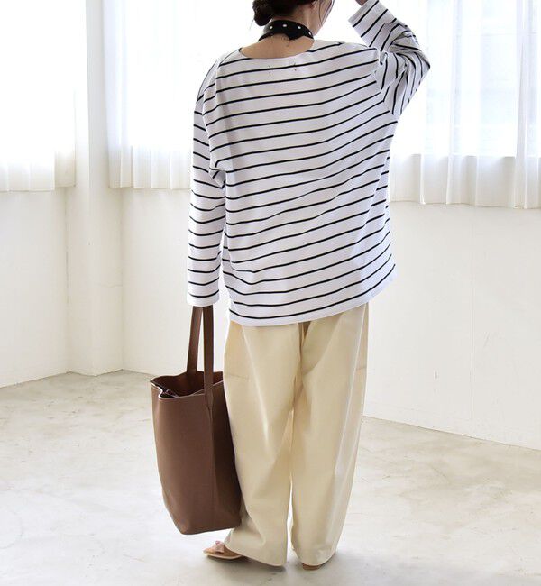 quaranciel「quaranciel:〈洗濯機可能〉ボーダー ビッグ スキッパー プルオーバー」|Tシャツ・カットソー|