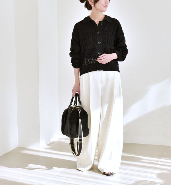 quaranciel「quaranciel:〈手洗い可能〉サテン ワイド ストレート スラックス」|その他|