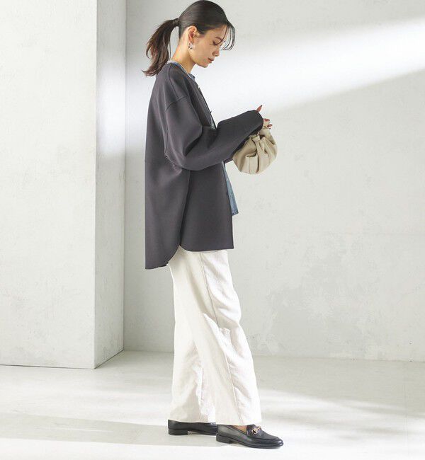 SHIPS for women「〈手洗い可能〉ストレッチ 二重織 リバー 仕立て ノーカラー コート」|その他|
