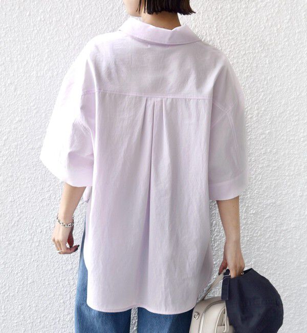 SHIPS for women「〈手洗い可能〉無地/ストライプ スキッパー サイド スリット 半袖 シャツ」|シャツ・ブラウス|