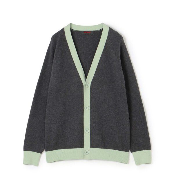 CABaN「CABaN コットンカシミヤ バイカラーVネックカーディガン」|カーディガン|16 グレー&times;グリーン