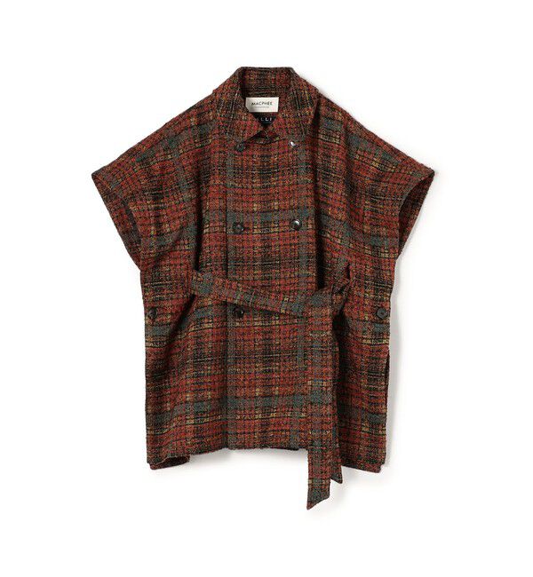 MACPHEE「ジャカード ケープコート」|ポンチョ・ケープ|38 ダークレッド系
