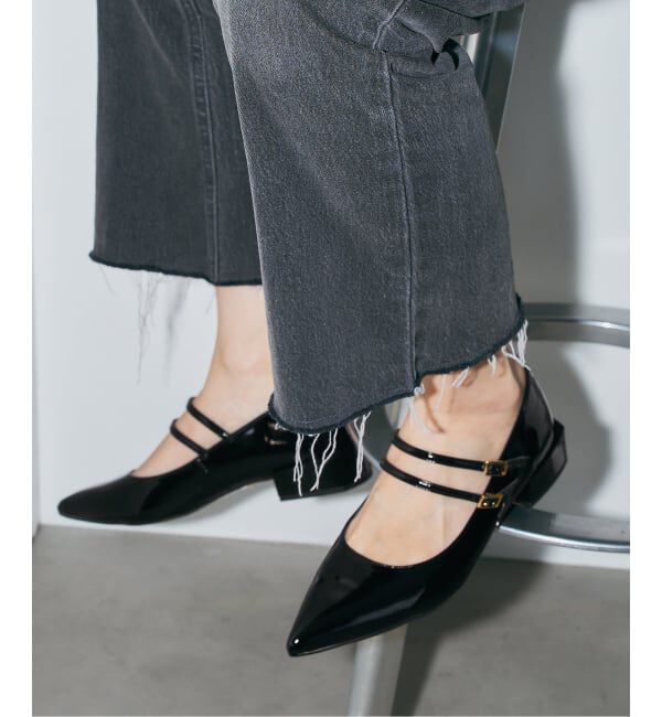 GRISE「《WEB+一部店舗限定》GRISE3cmポインテッドダブルストラップメリージェーン」|パンプス|ブラック