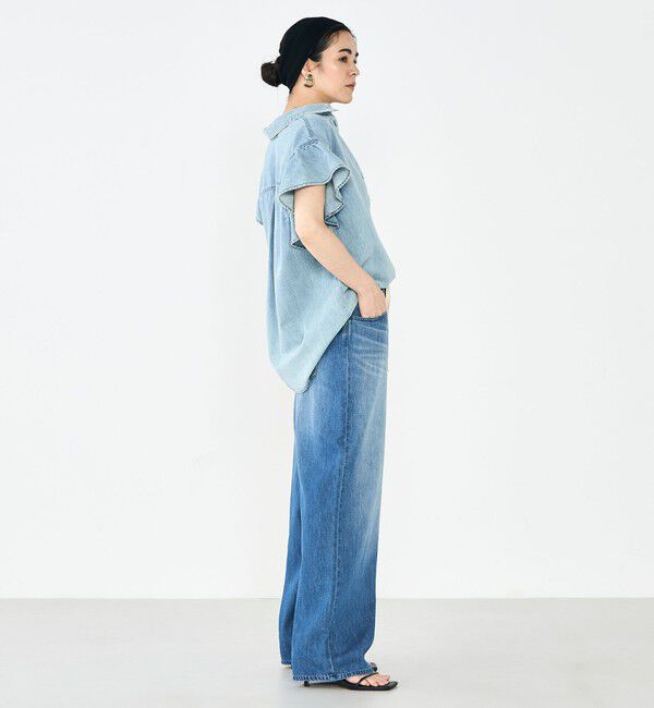 Rie Miller「【RM denim】ラッフルスリーブデニムブラウス」|シャツ・ブラウス|