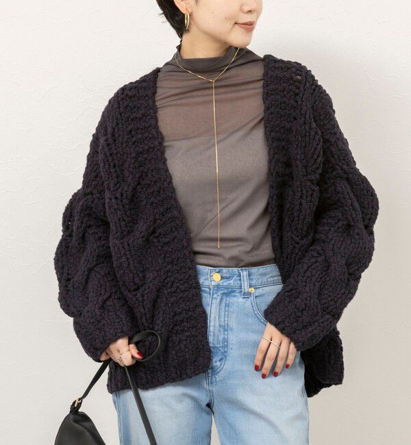NOLLEY'S sophi「【IRONING/アイロニング】cable rough cardigan」|カーディガン|ネイビー