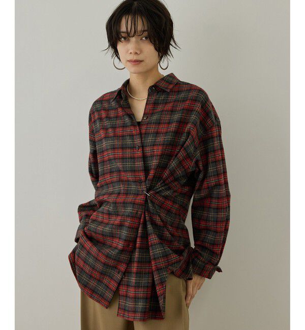 SALON adam et rope'「Shuttle Notes 2WAYチェックシャツ」|シャツ・ブラウス|グレー(07)