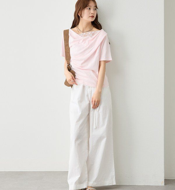  「レースドッキングオフショル半袖Tシャツ」|Tシャツ・カットソー|