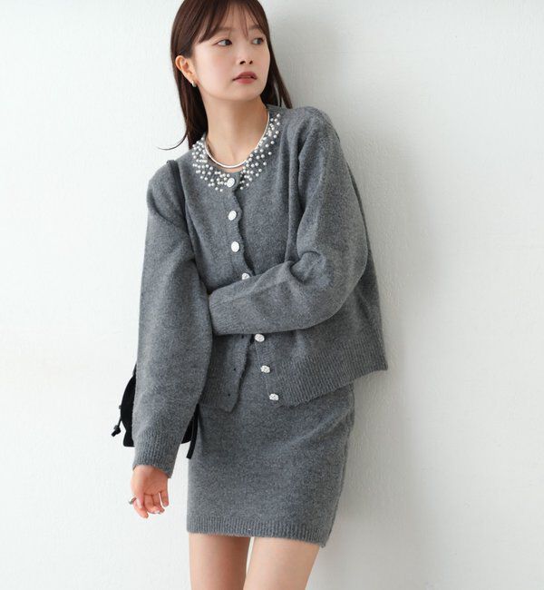  「【WEB限定】ビジューカーディガンセットアップ」|その他|