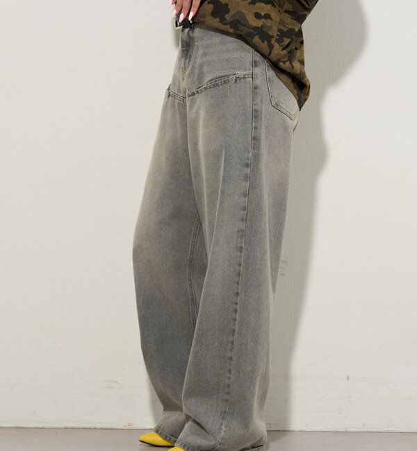  「《UNISEX / サイズ展開あり》スラッシュポケットブラストワイドデニム」|デニム|
