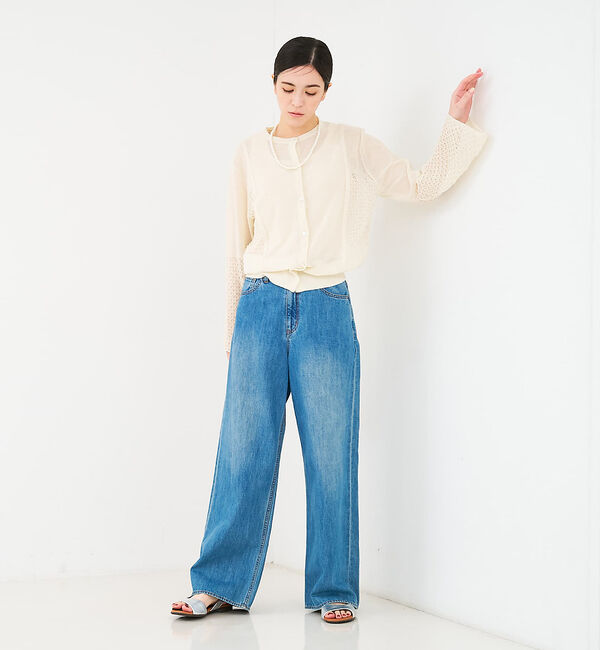 collex「リネンタッチ透かし柄カーディガン」|カーディガン|