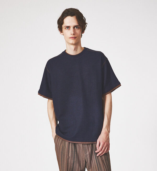 ABAHOUSE「【ドライタッチ 】ヘムラウンド 半袖 Ｔシャツ」|Tシャツ・カットソー|ネイビー
