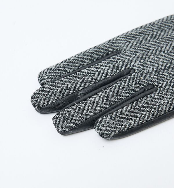 ABAHOUSE「【HarrisTweed】 ラムレザー&times;ツイード コンビ グローブ / タッチパ」|手袋|
