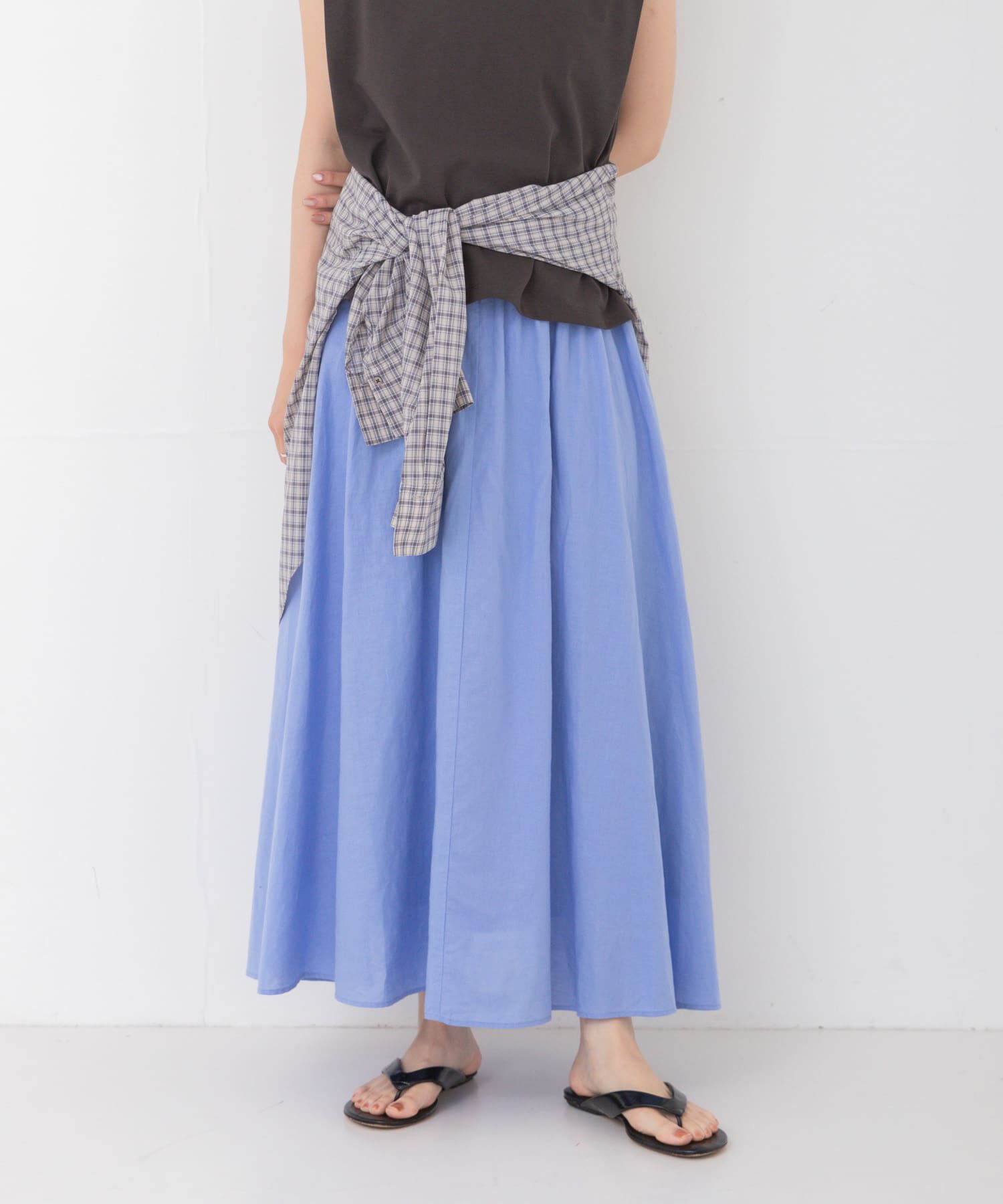 URBAN RESEARCH「リネンコットンギャザースカート」|スカート|ブルー