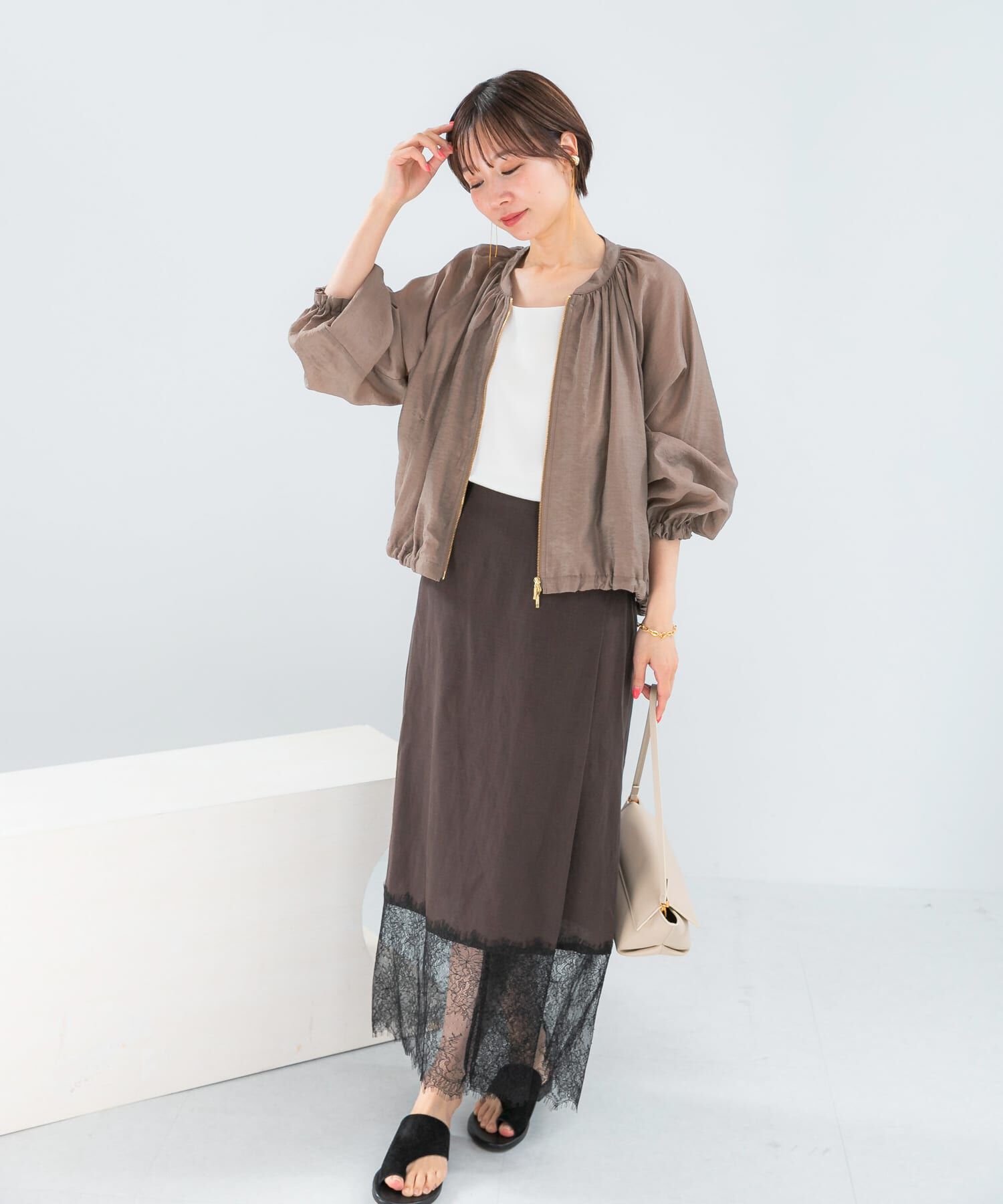 URBAN RESEARCH ROSSO「レースドッキングリネンスカート」|スカート|