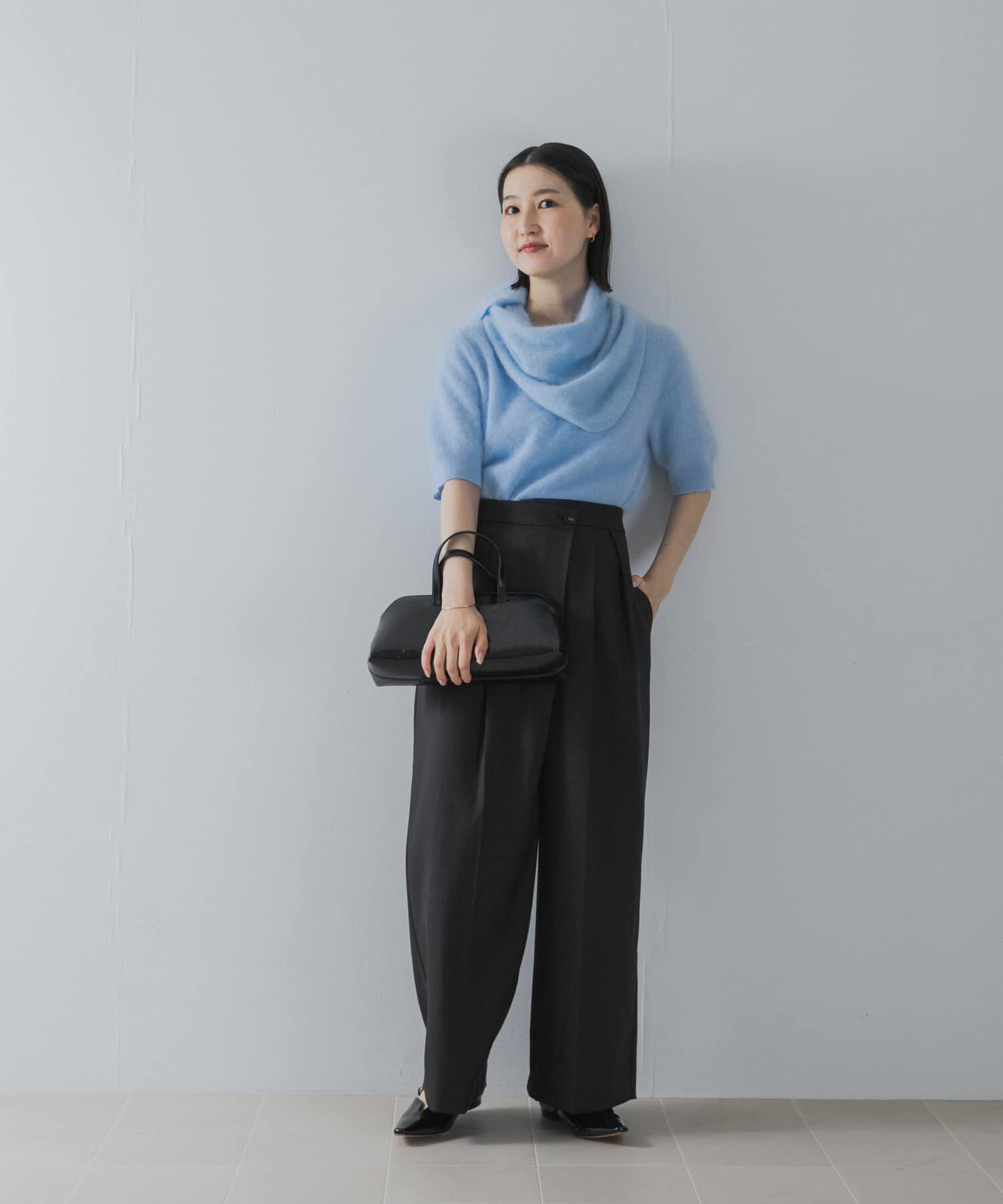 URBAN RESEARCH ROSSO「ストール付ハーフスリーブファーニット」|ニット・セーター|