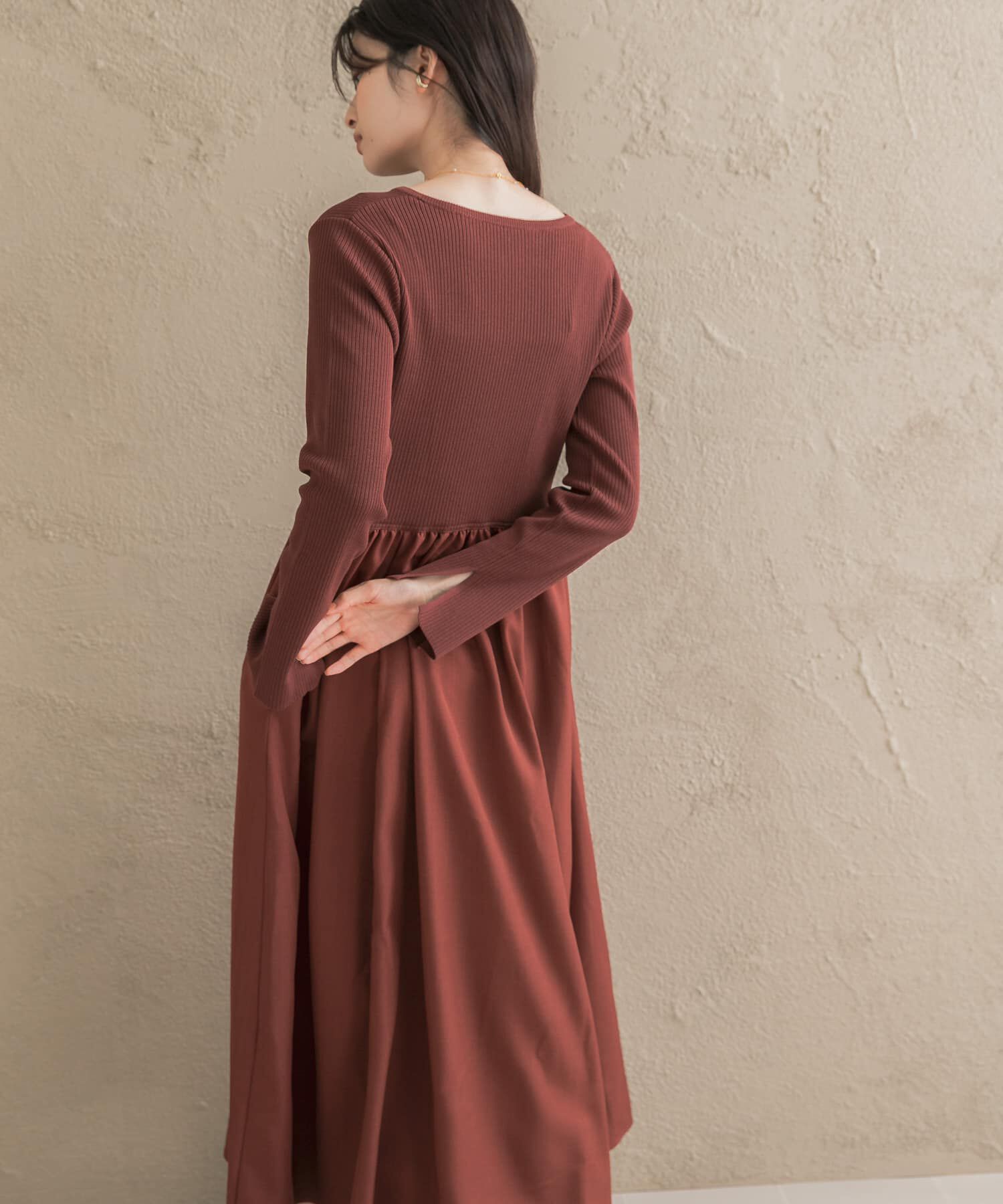 URBAN RESEARCH ROSSO「『WEB限定』キーネックドッキングワンピース」|ワンピース|