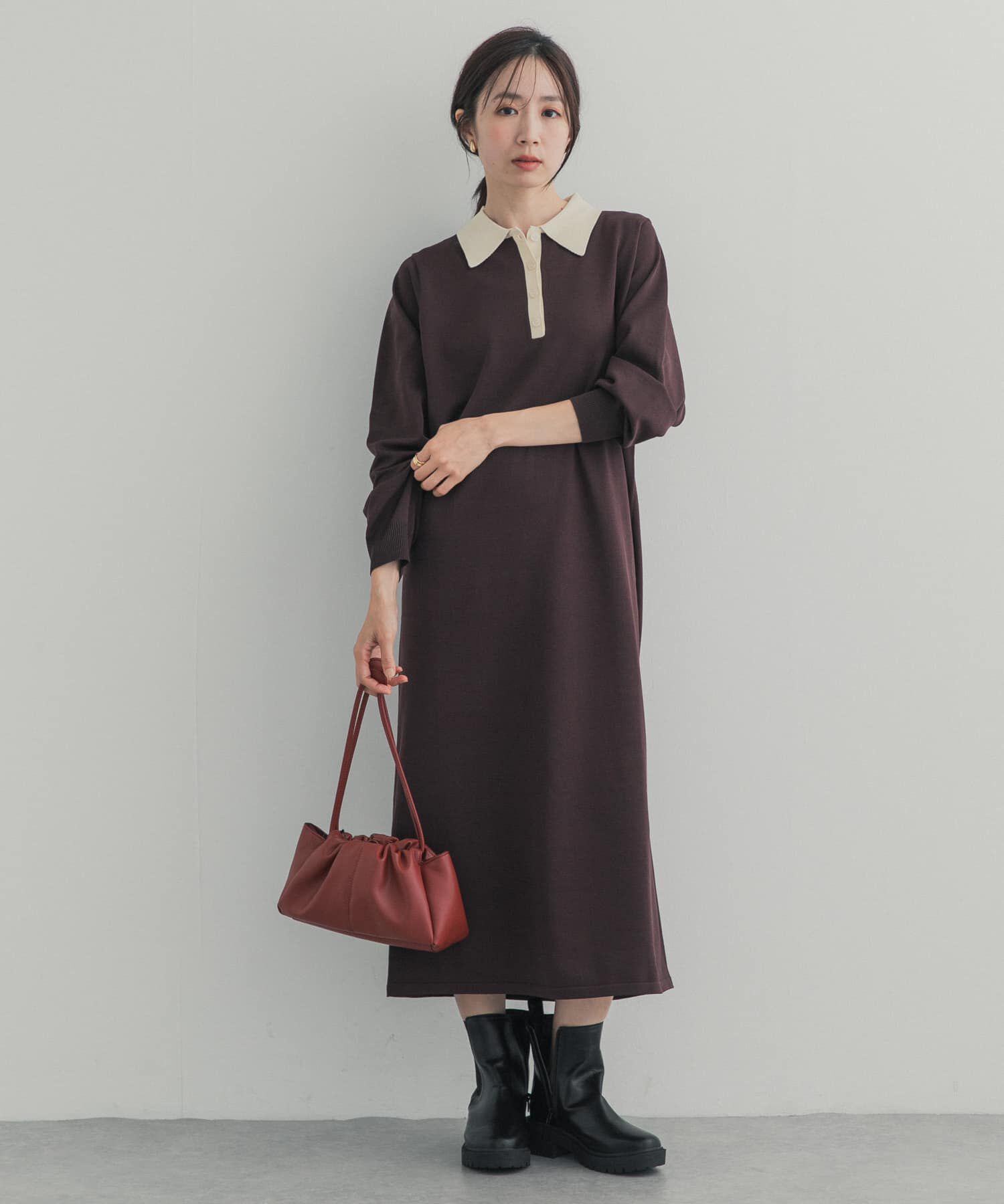 URBAN RESEARCH DOORS「バイカラーニットワンピース」|ワンピース|