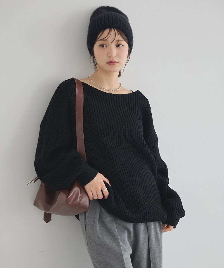 earth music&ecology「アンチピリングクロスネックルーズニット」|チュニック|