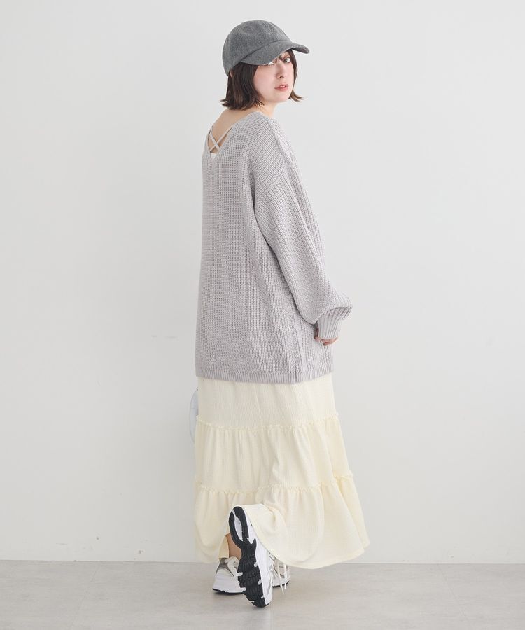 earth music&ecology「アンチピリングクロスネックルーズニット」|チュニック|