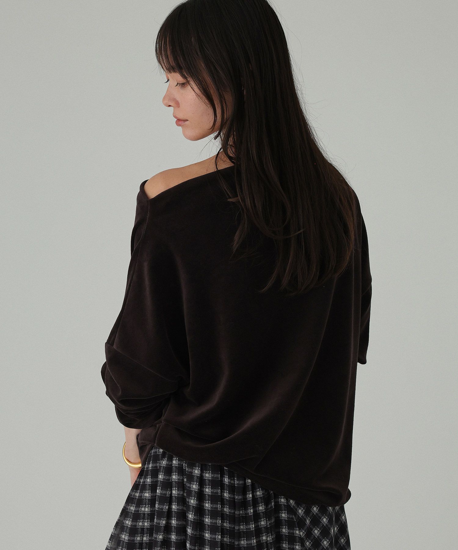 BABYLONE「【追加予約】ベロアニュアンスロングスリーブプルオーバー［洗濯可］」|Tシャツ・カットソー|