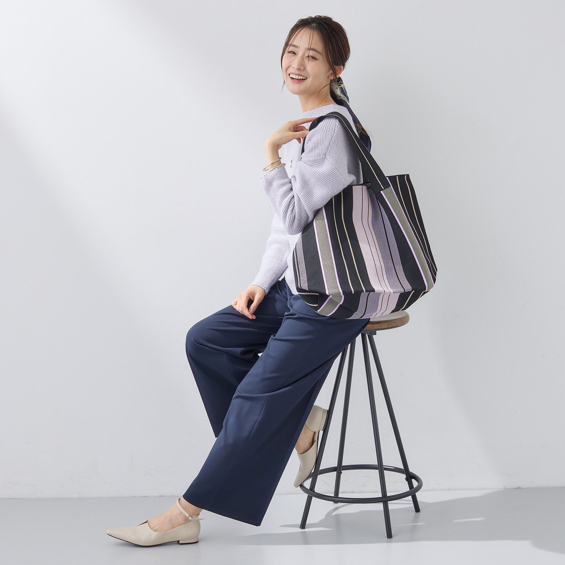 INDIVI「【選べる柄／WEB限定カラー】ビッグニットバッグ」|トートバッグ|