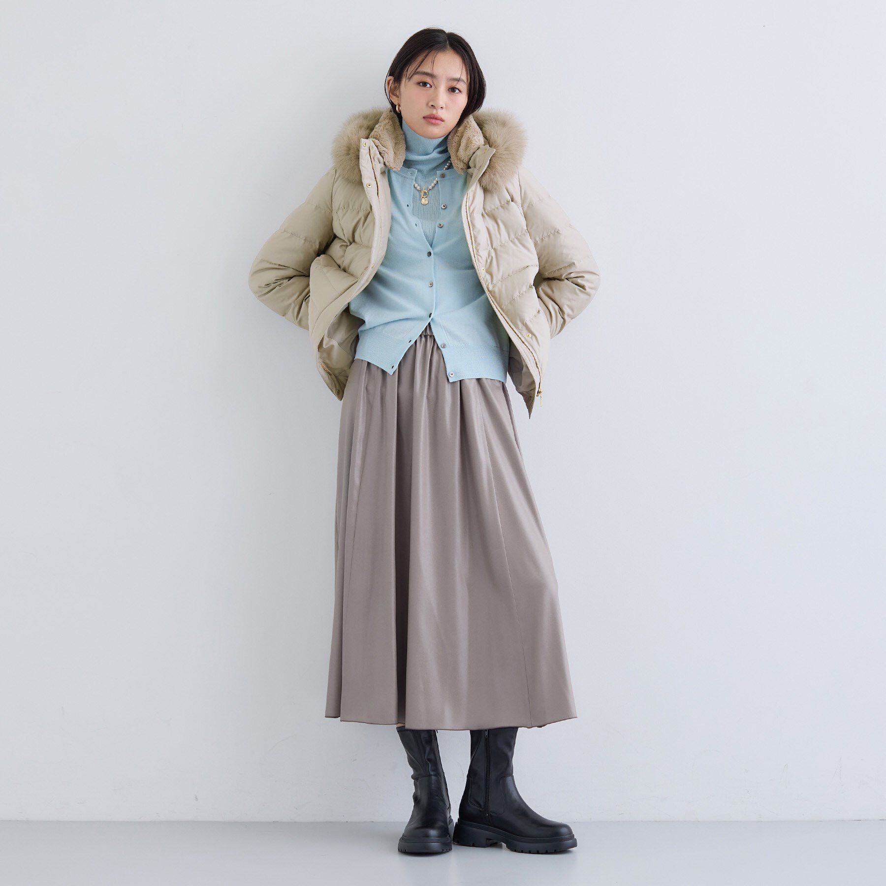 INDIVI「【名品／撥水／抗菌防臭】ショート丈リサイクルダウンコート」|ダウン|