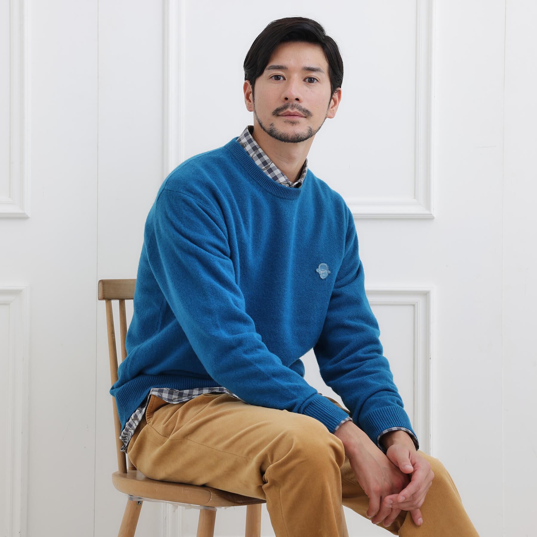 TAKEO KIKUCHI「【Air Palette Knit】ワンポイント カラーニット プルオーバー」|ニット・セーター|