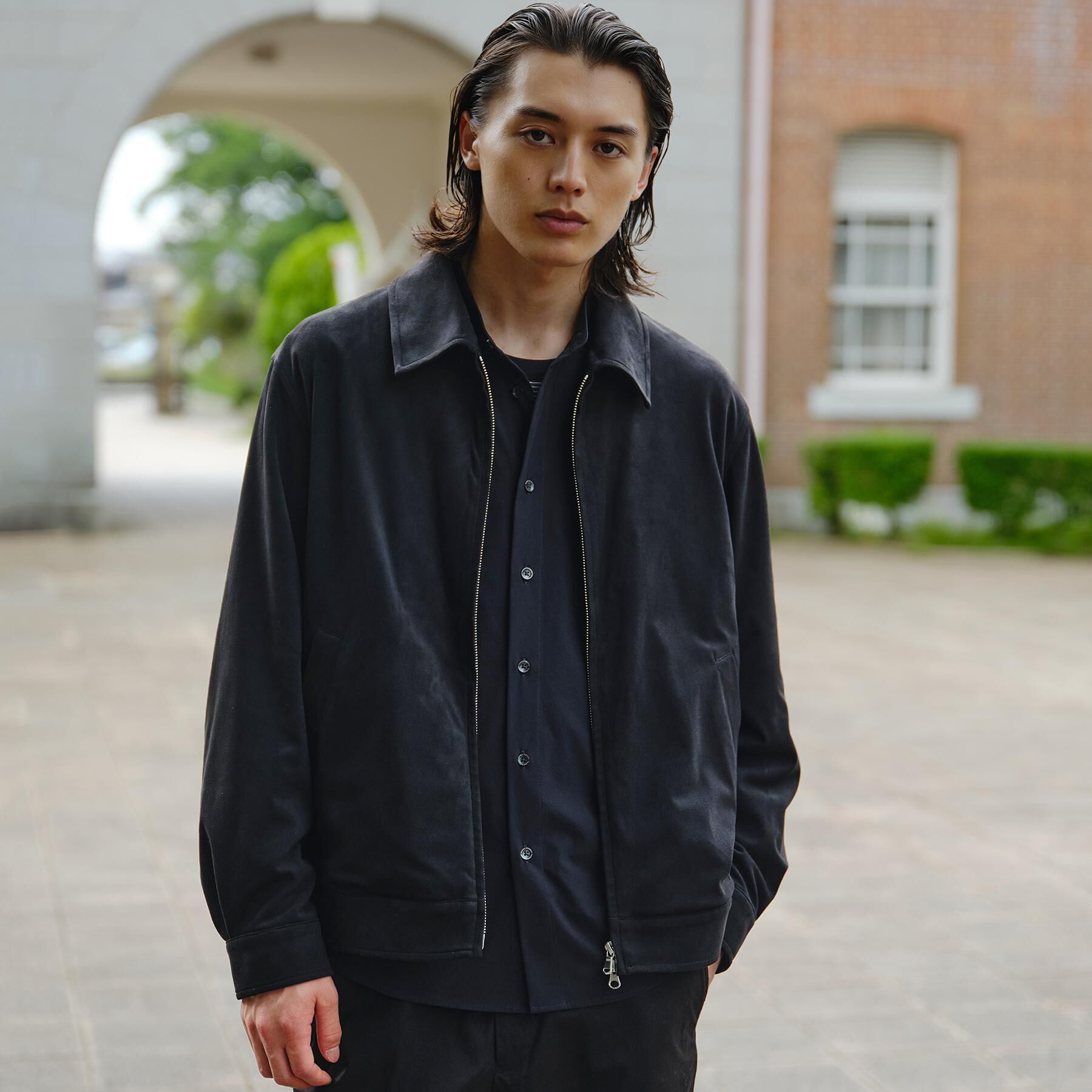TAKEO KIKUCHI「デニム＆スウェード調 ジップブルゾン」|ブルゾン・スタジャン|