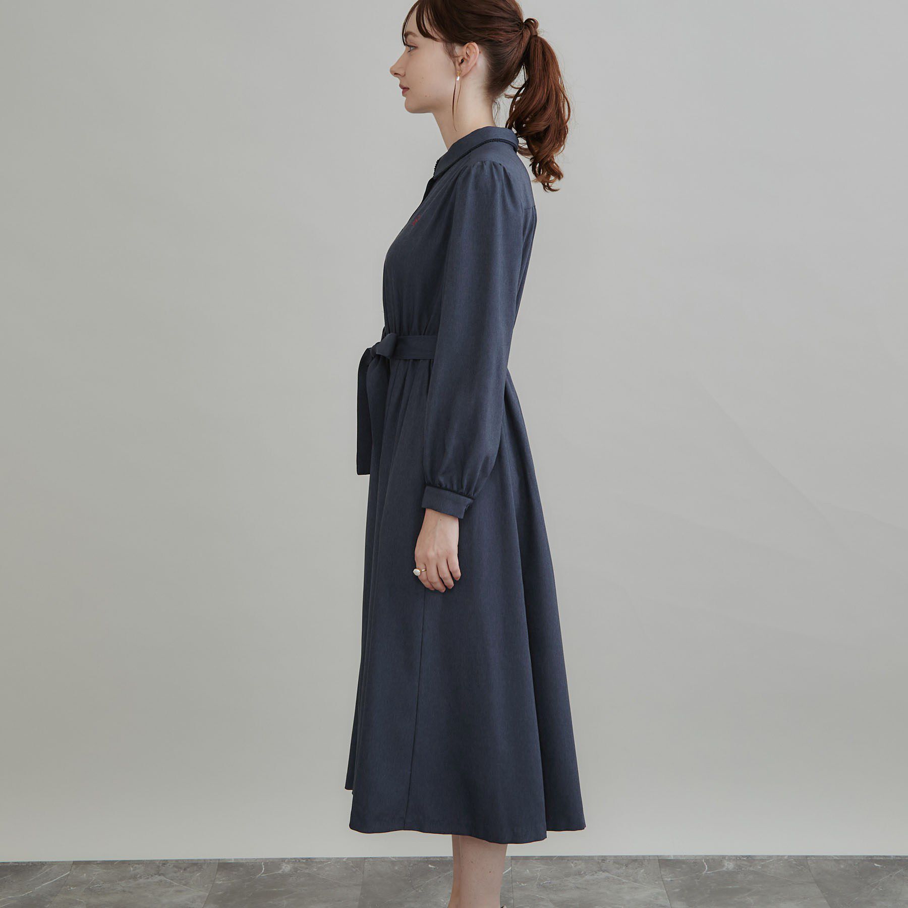 Couture broach「【落ち感やわらか】ピコレース シャツワンピース」|ワンピース|