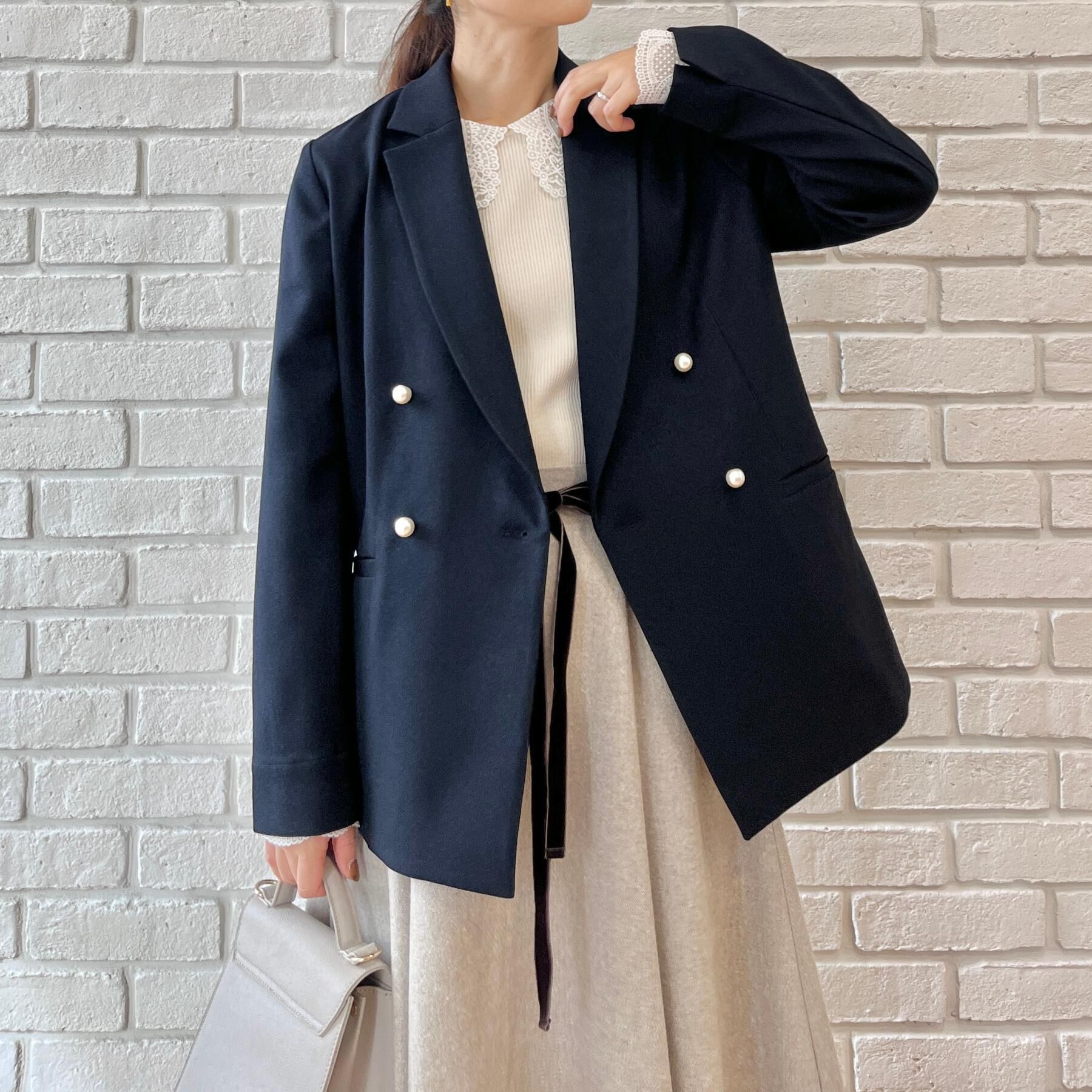 Couture broach「【マシンウォッシャブル・イージーケア】パール風釦テーラードジャケット【毛玉になりにくい・セットアップ」|テーラードジャケット|