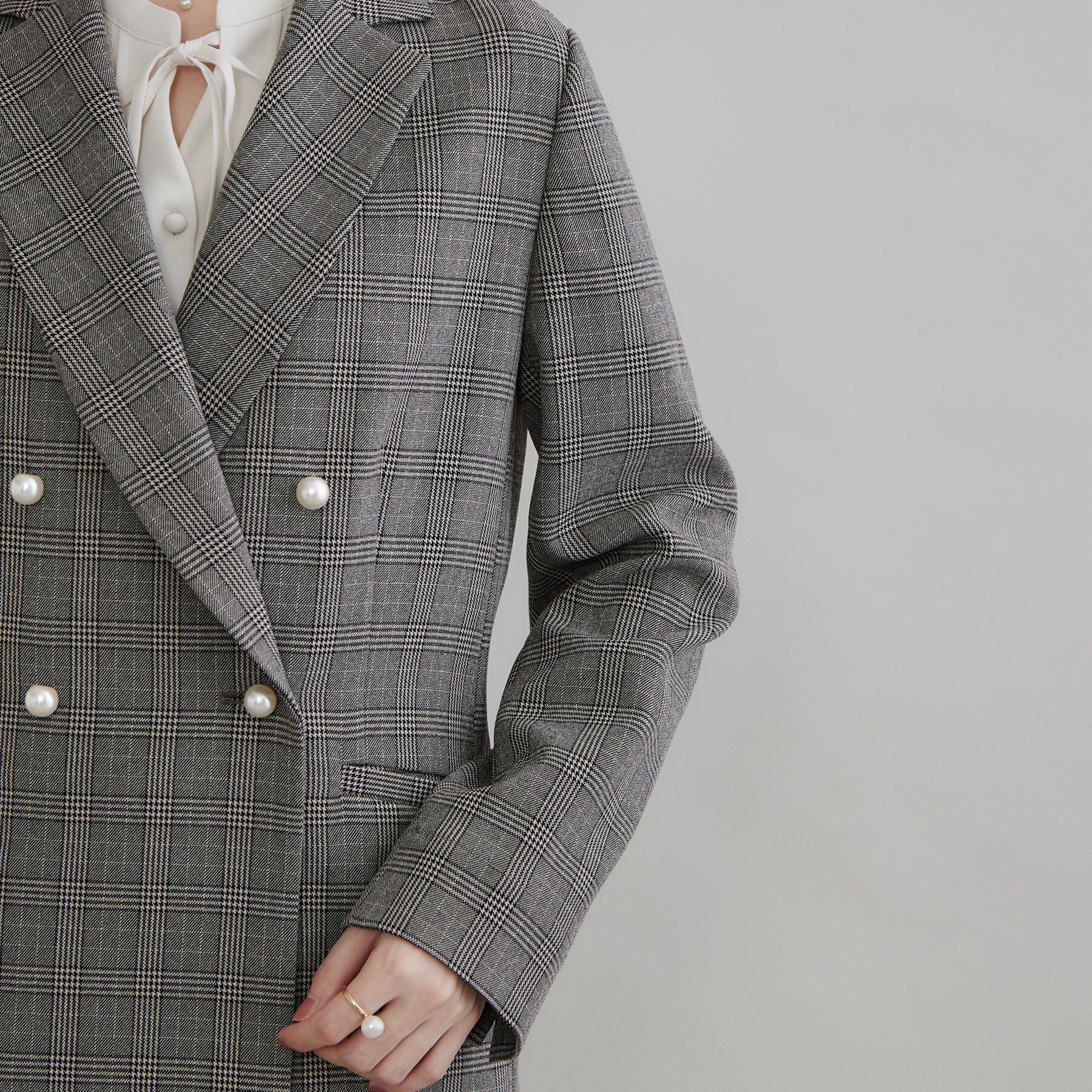 Couture broach「【マシンウォッシャブル・イージーケア】パール風釦テーラードジャケット【毛玉になりにくい・セットアップ」|テーラードジャケット|