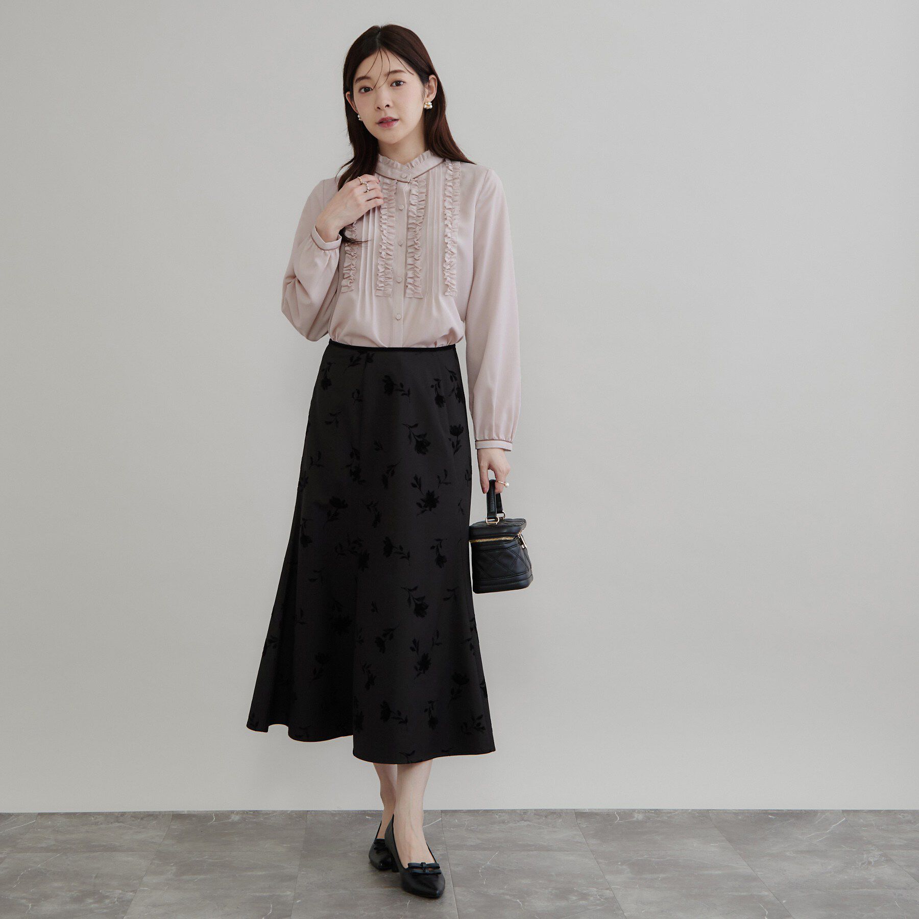 Couture broach「【大人の甘さ香る】フロッキーフラワー マーメイドスカート」|スカート|