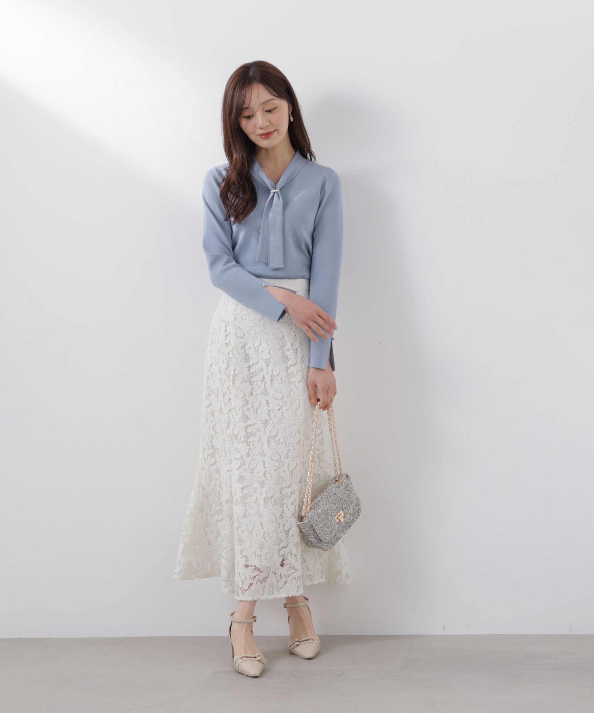 PROPORTION BODY DRESSING「パールリングボウタイニット　　26SS」|ニット・セーター|