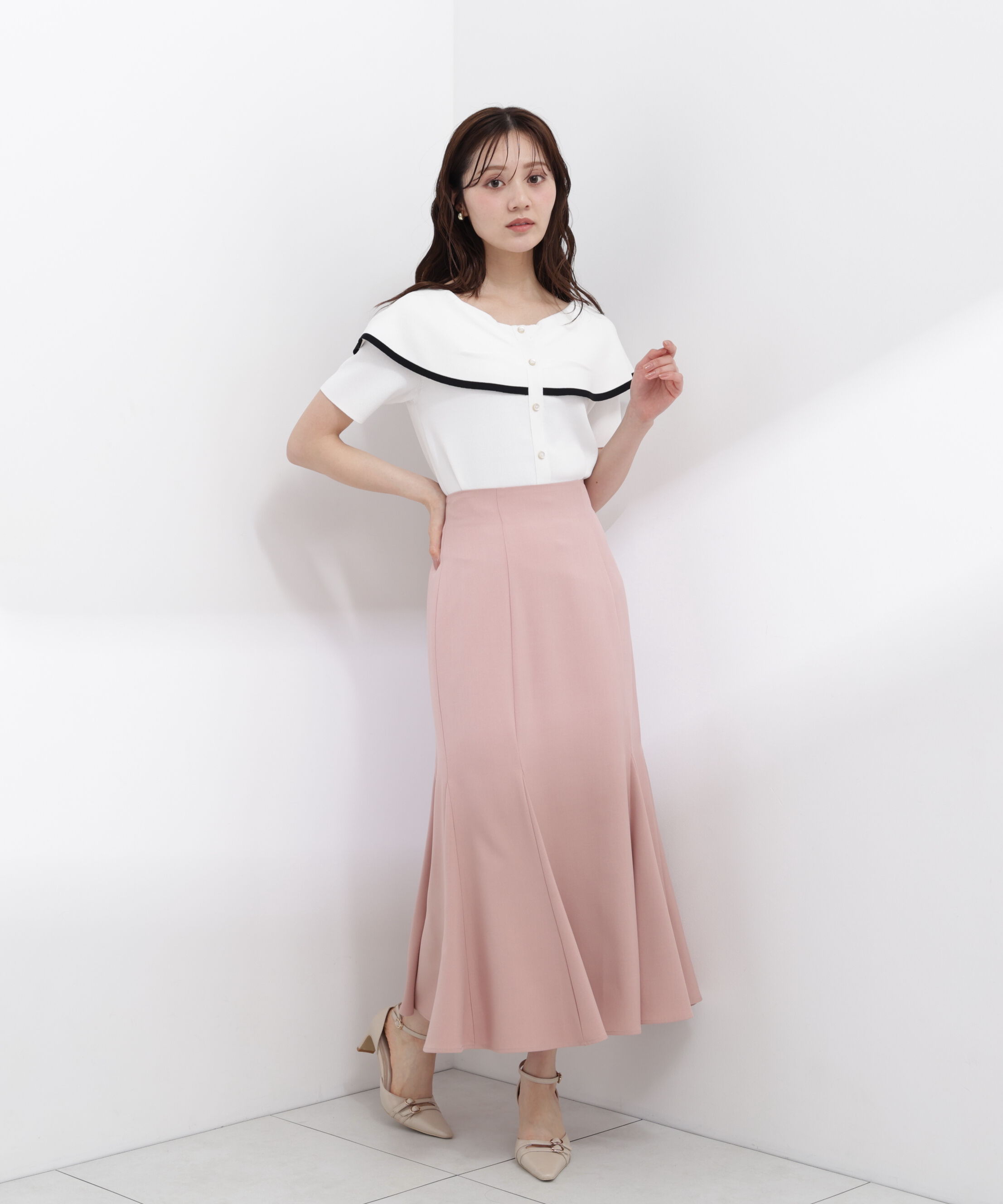 PROPORTION BODY DRESSING「トリムラインケープニットトップス 26SS」|ニット・セーター|