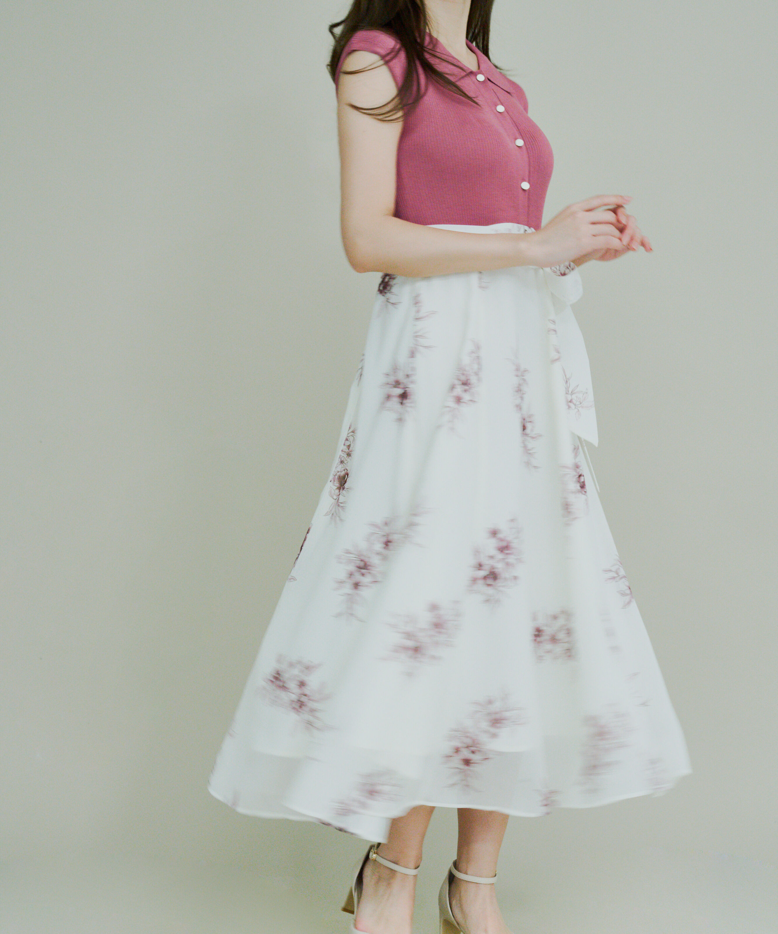 PROPORTION BODY DRESSING「衿付き柄ドッキングニットワンピース 26AW」|ワンピース|