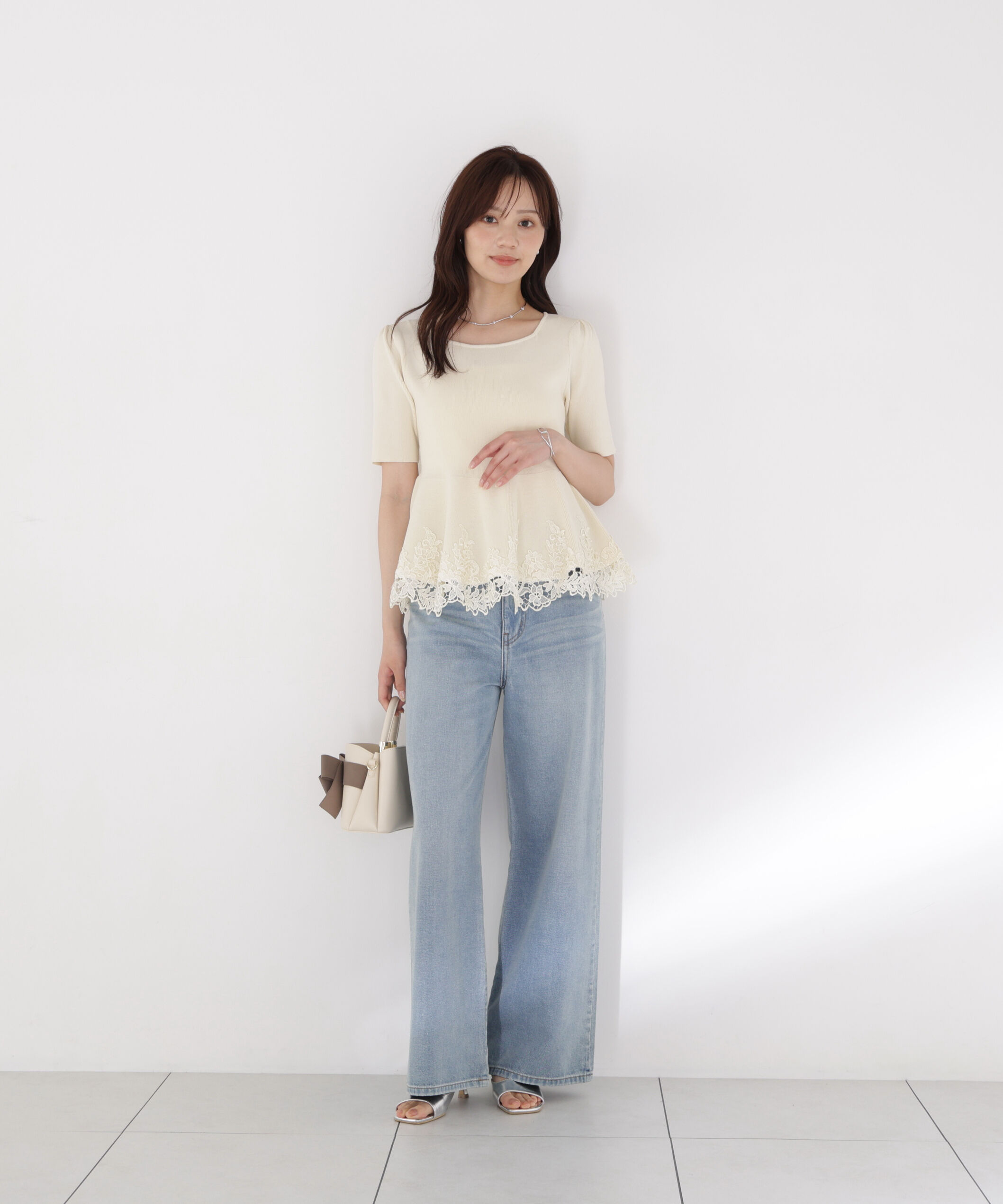 PROPORTION BODY DRESSING「レーストリムペプラムニット 26AW」|ニット・セーター|