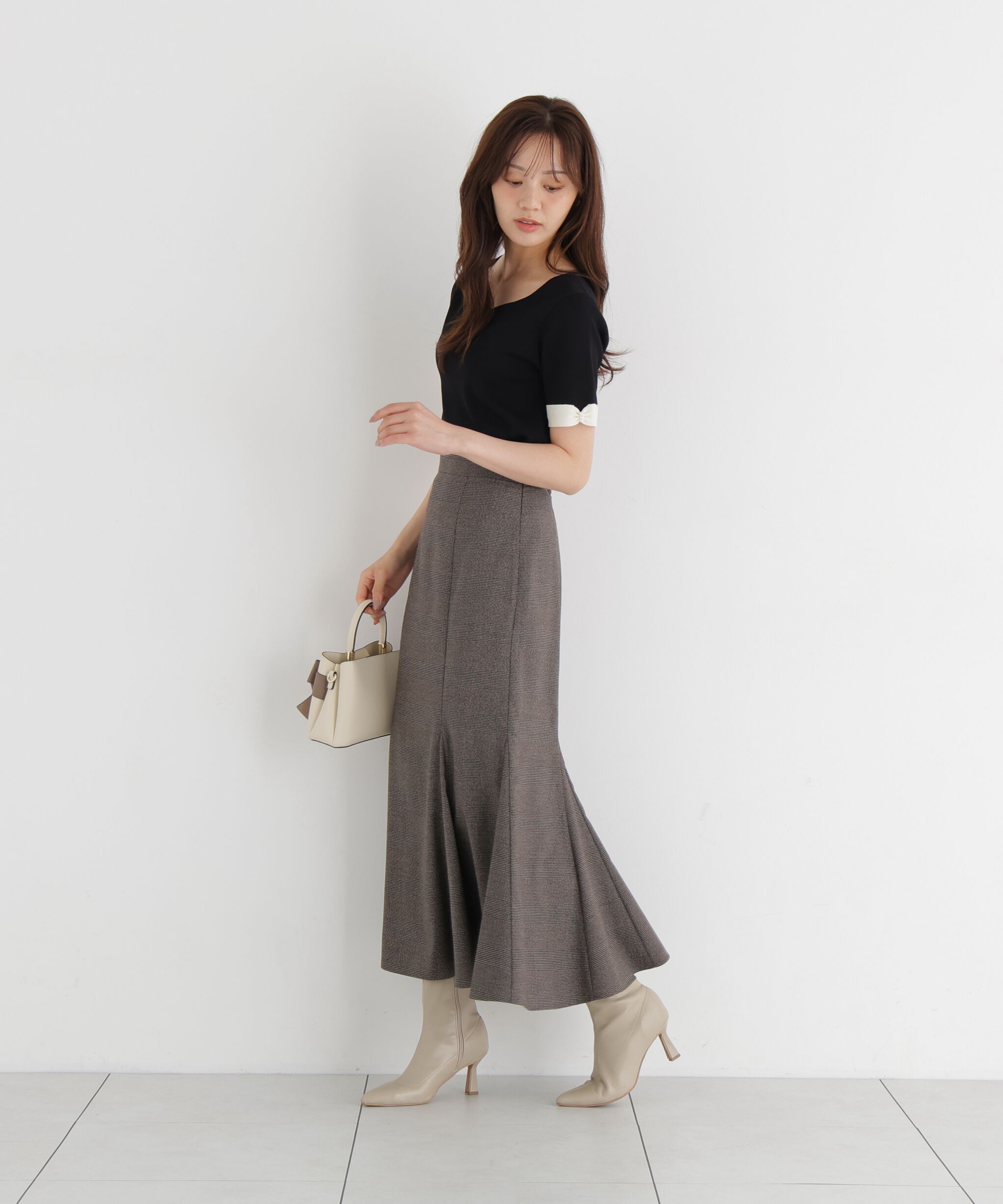 PROPORTION BODY DRESSING「袖リボン総針ニットトップス 26AW」|ニット・セーター|