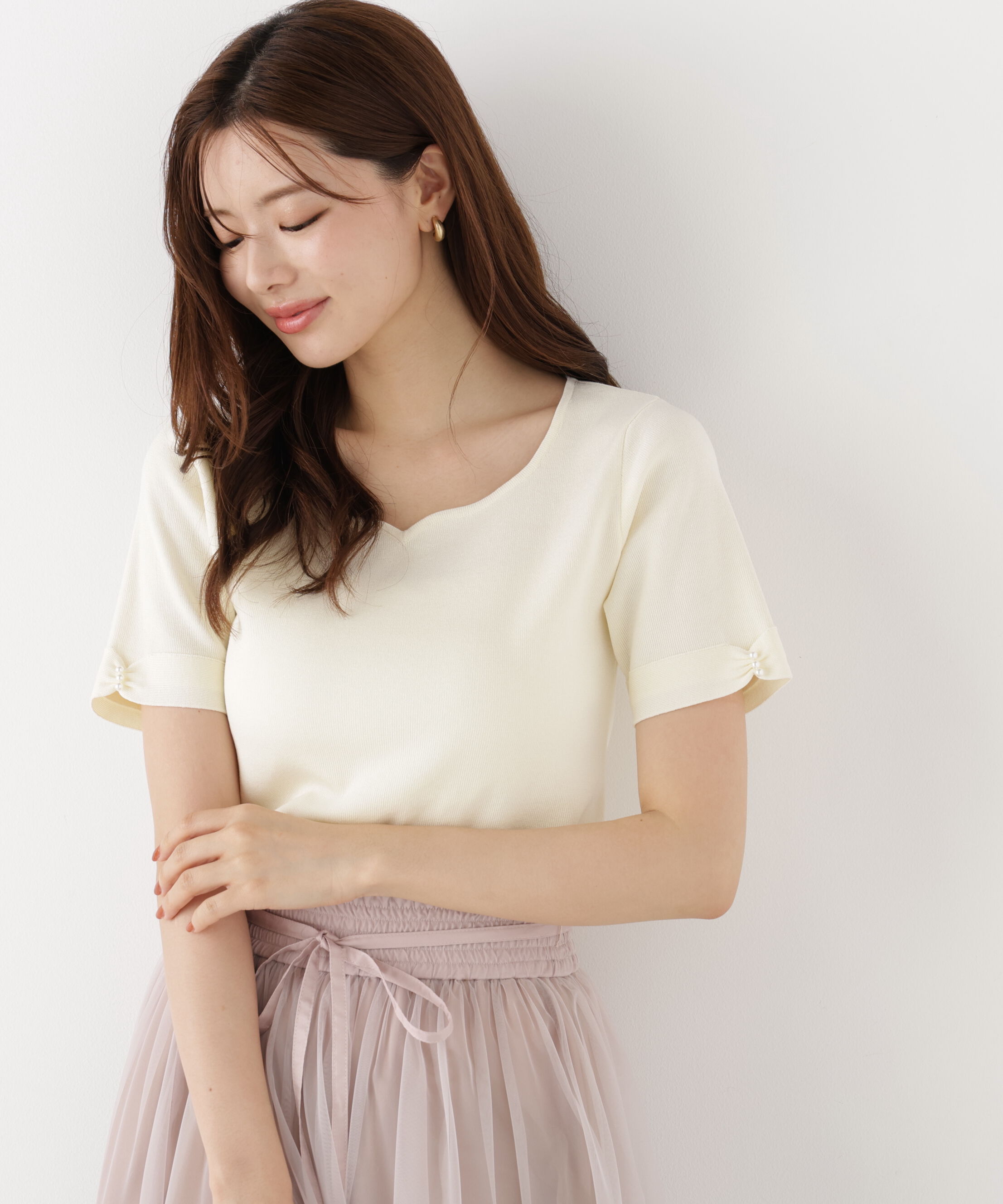 PROPORTION BODY DRESSING「袖リボン総針ニットトップス 26AW」|ニット・セーター|
