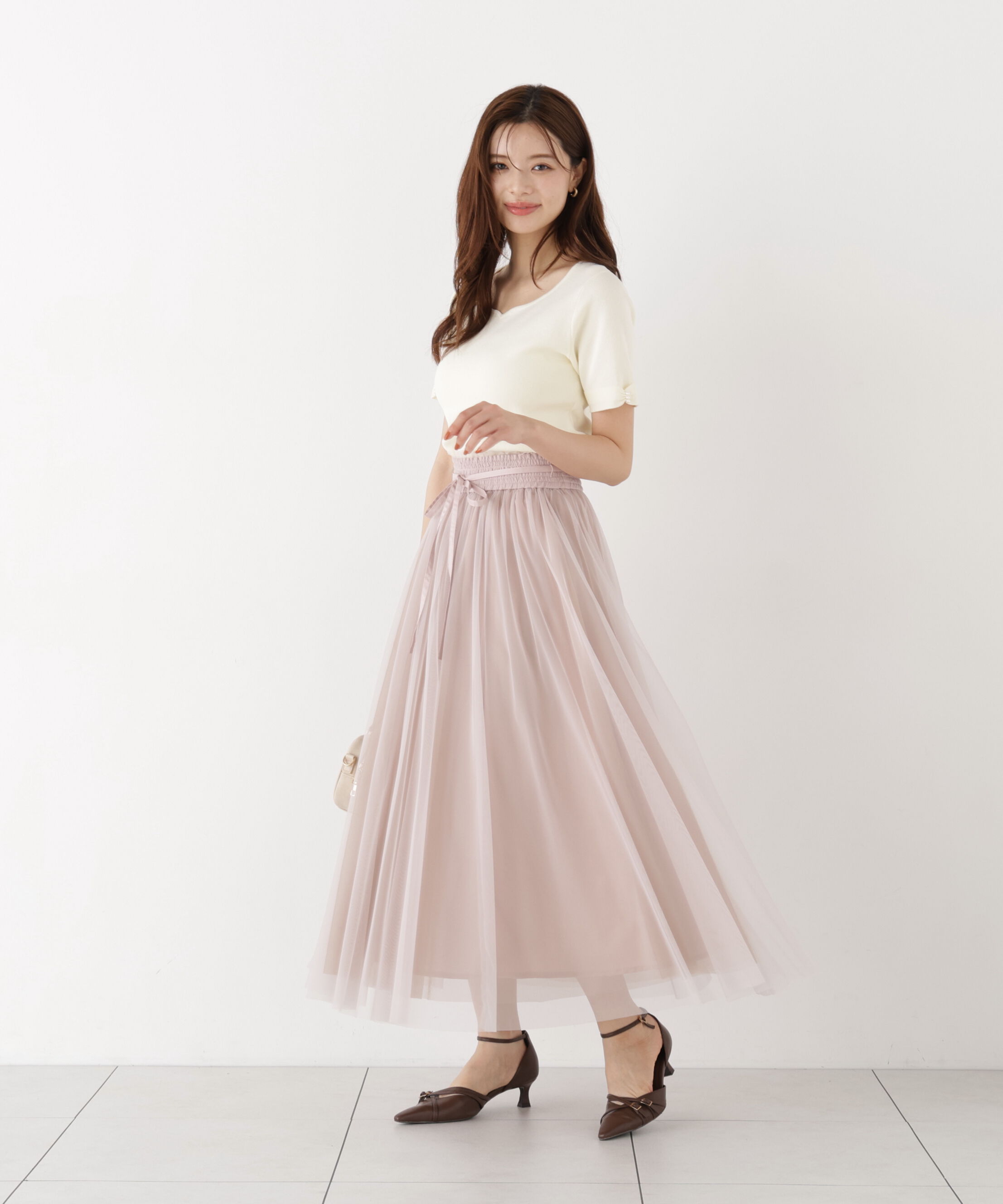 PROPORTION BODY DRESSING「袖リボン総針ニットトップス 26AW」|ニット・セーター|