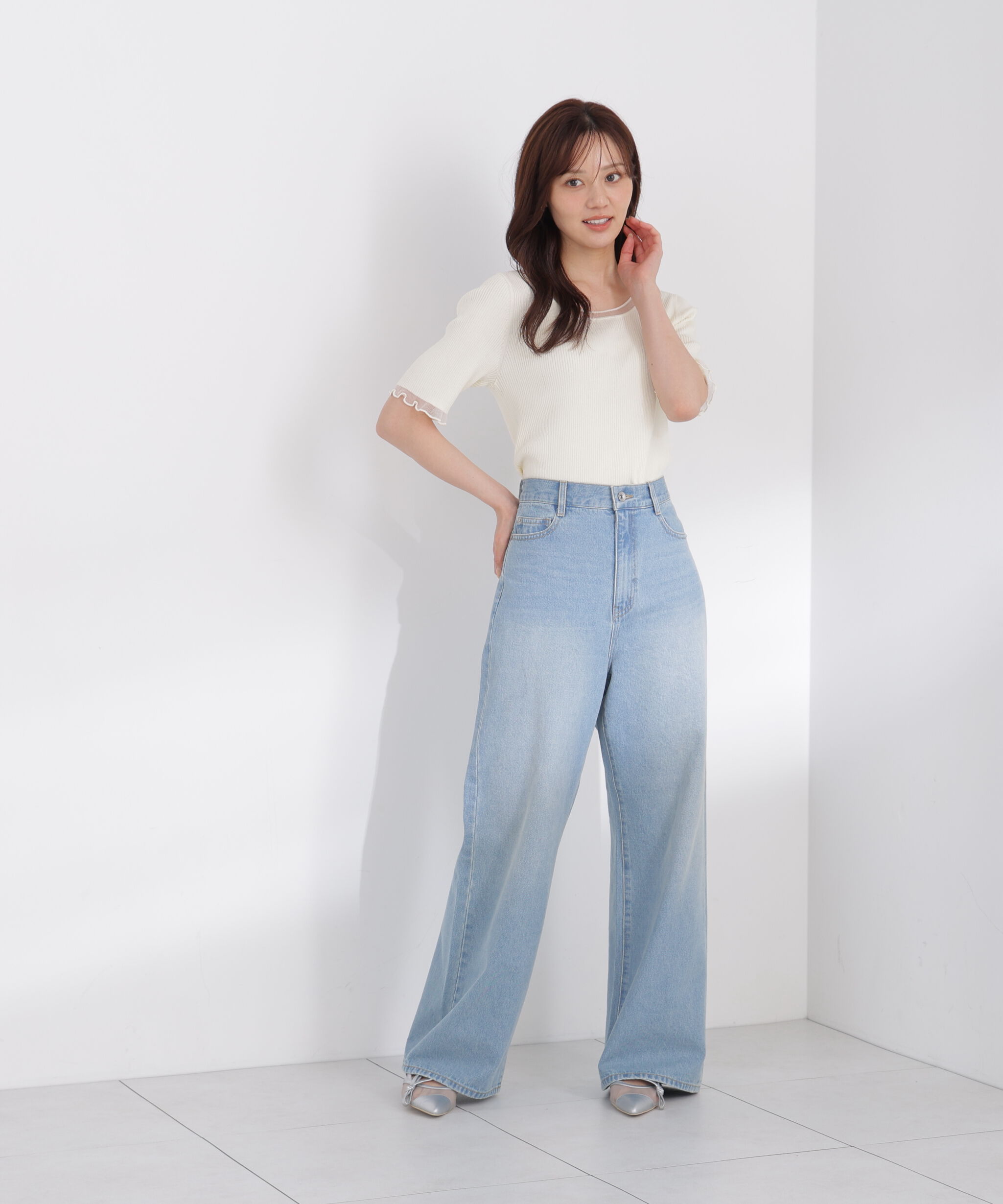 PROPORTION BODY DRESSING「半袖部分シアーリブニット 26AW」|ニット・セーター|