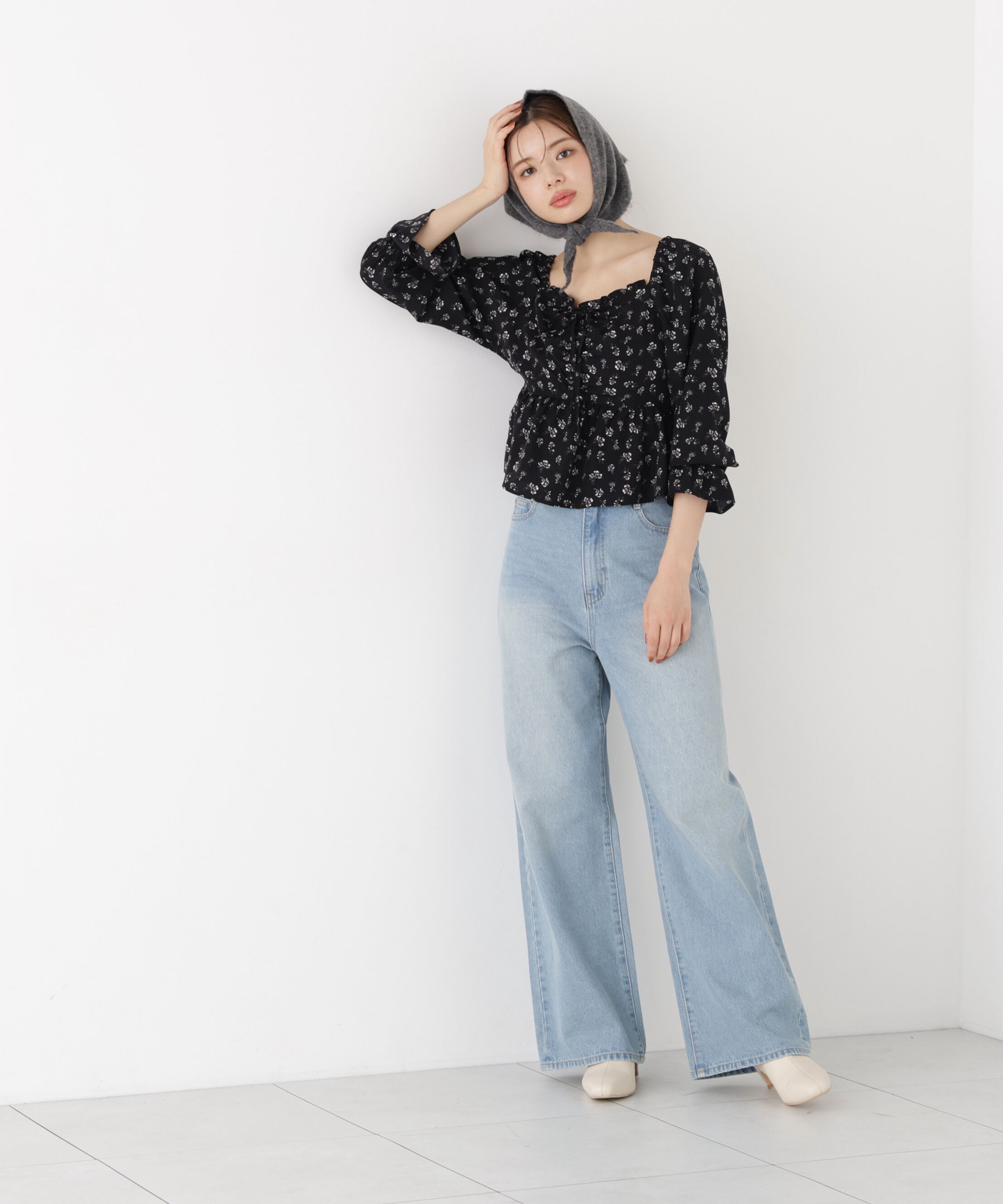 PROPORTION BODY DRESSING「フラワーパターンギャザーブラウス 26AW」|シャツ・ブラウス|