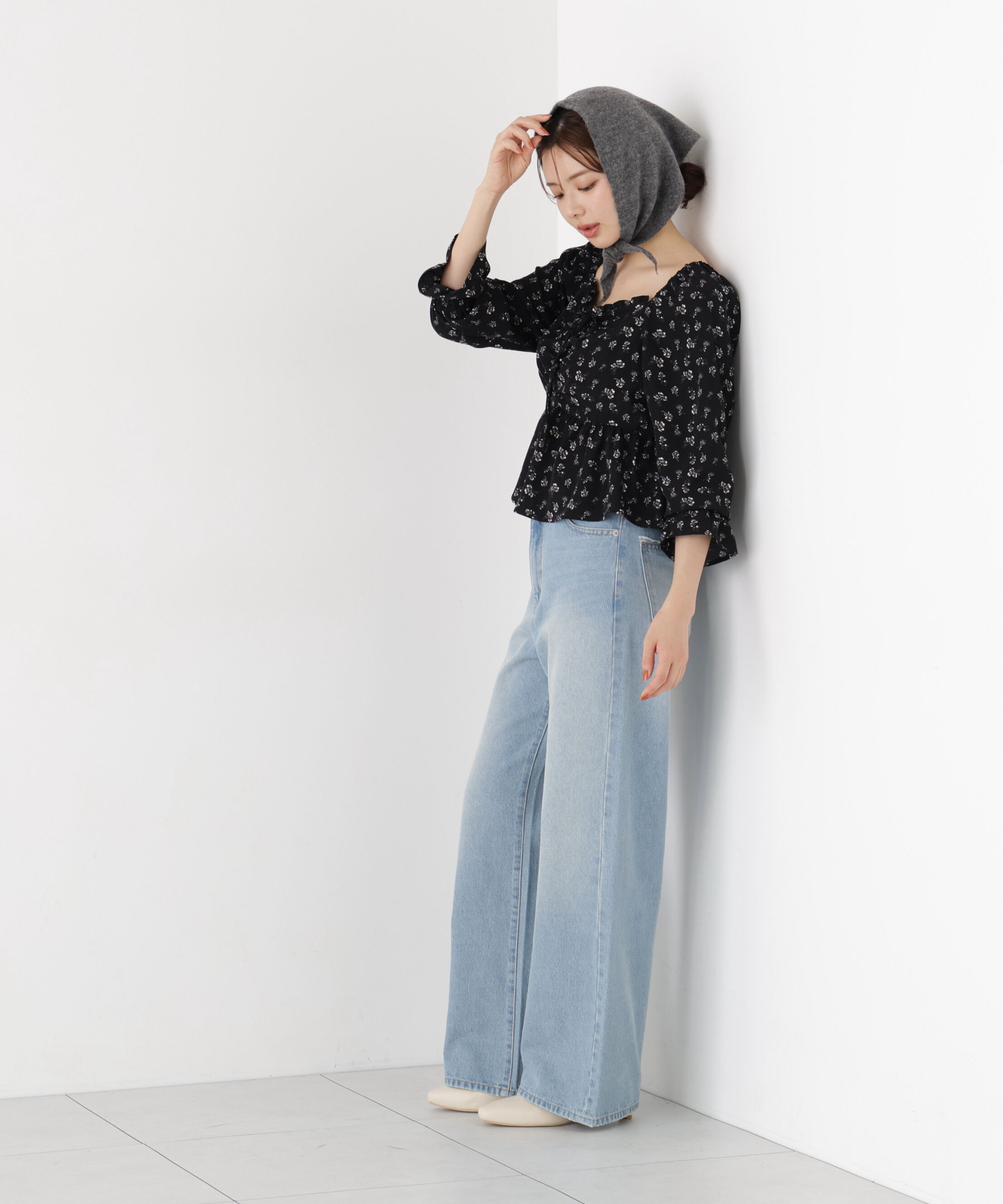 PROPORTION BODY DRESSING「フラワーパターンギャザーブラウス 26AW」|シャツ・ブラウス|
