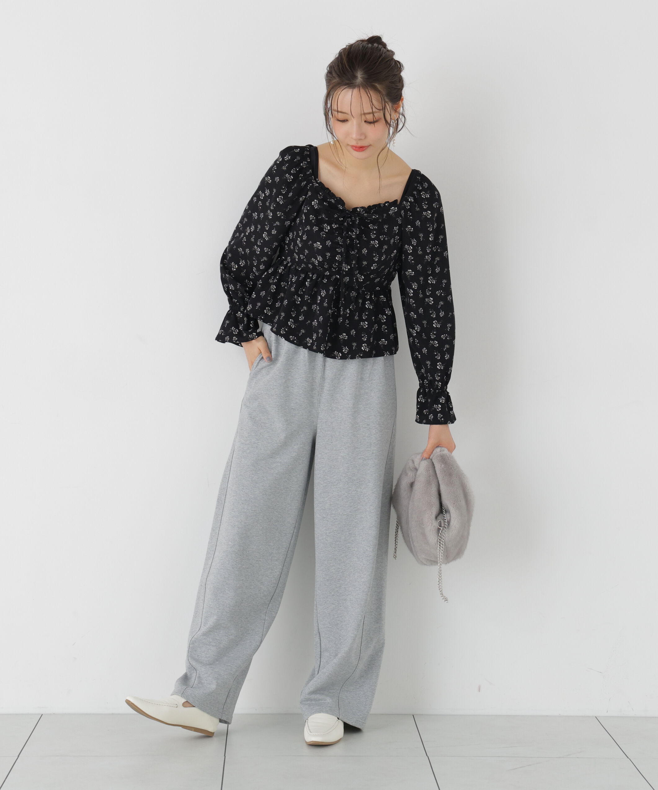 PROPORTION BODY DRESSING「フラワーパターンギャザーブラウス 26AW」|シャツ・ブラウス|