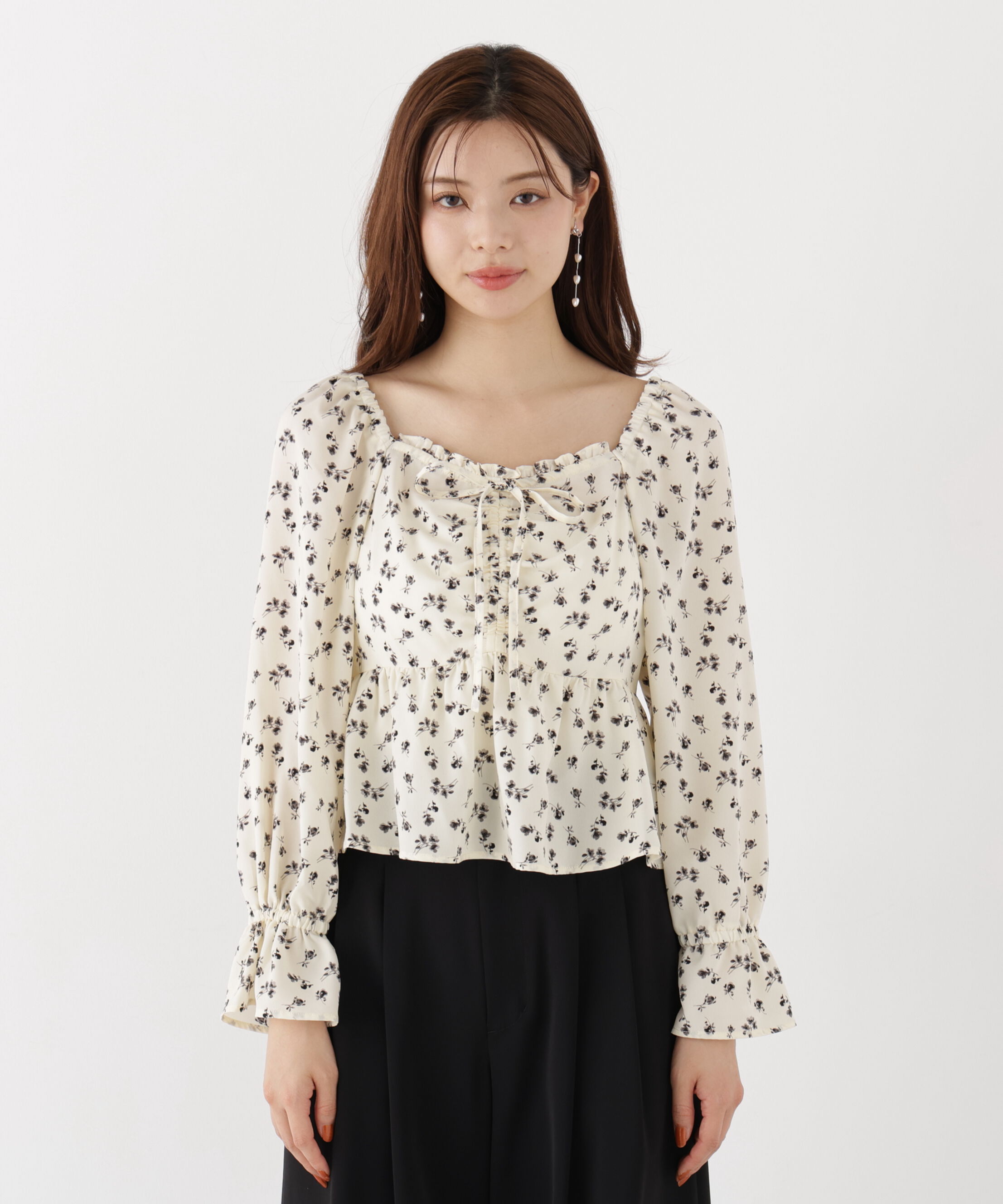 PROPORTION BODY DRESSING「フラワーパターンギャザーブラウス 26AW」|シャツ・ブラウス|