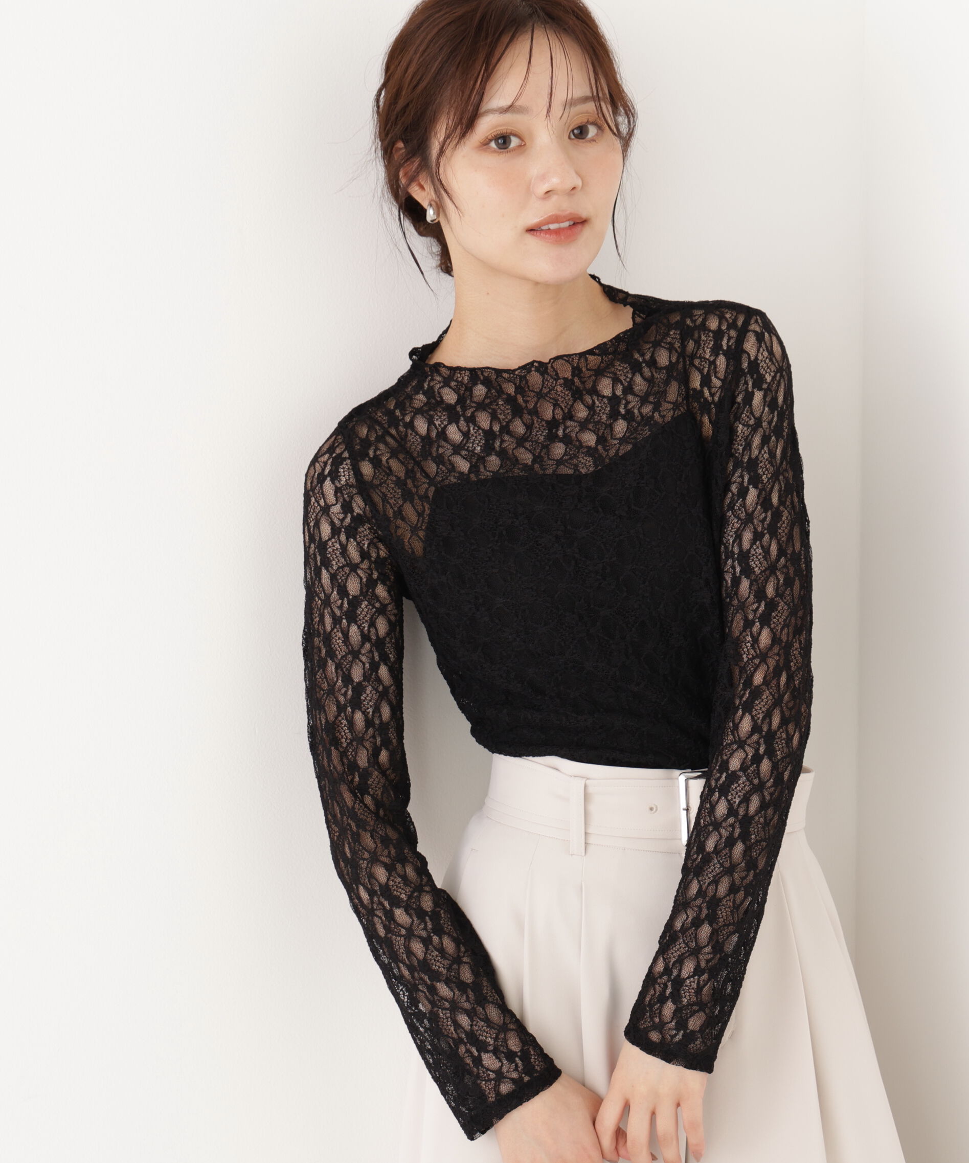 PROPORTION BODY DRESSING「カットレーストップス 26AW」|Tシャツ・カットソー|ブラック