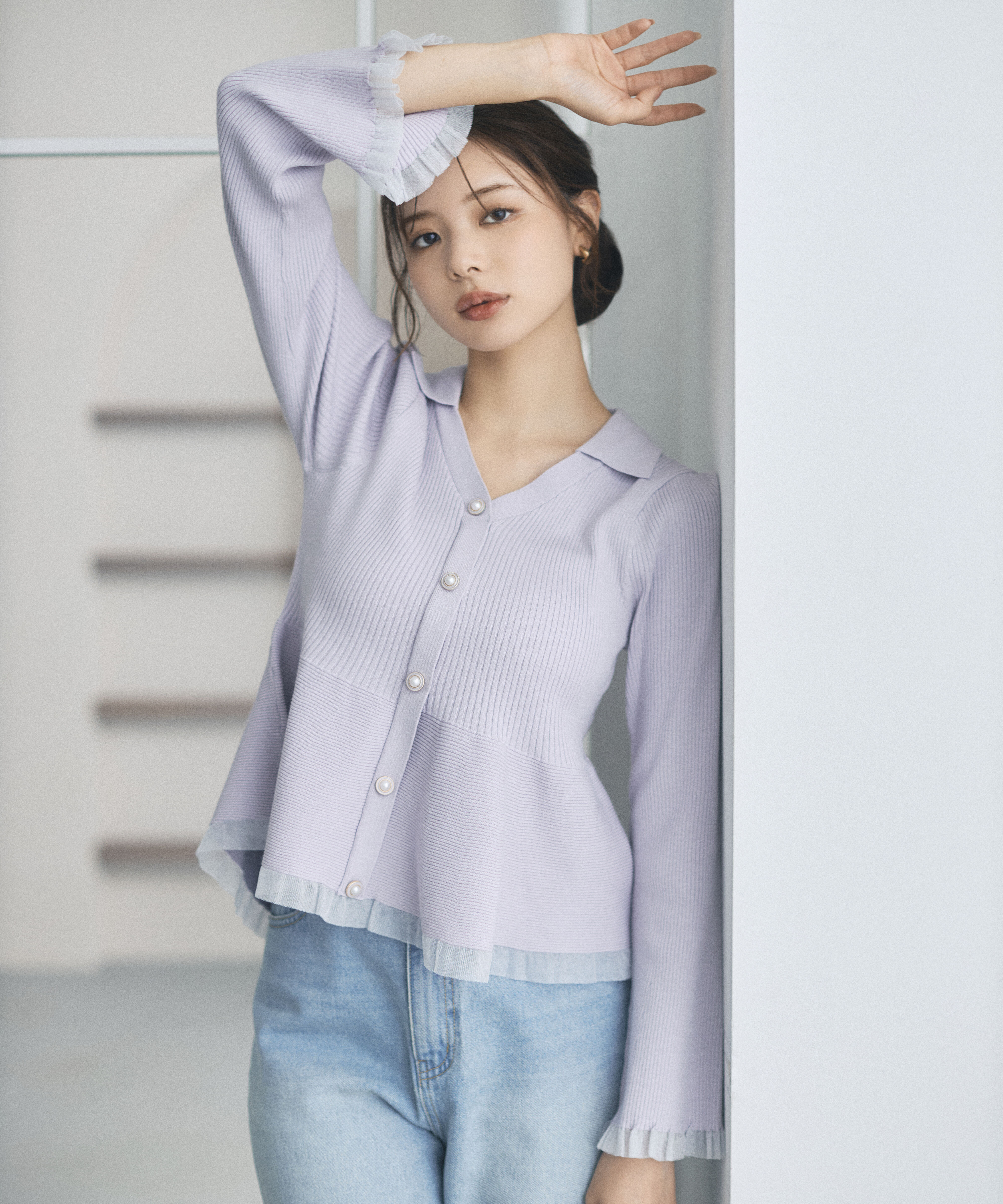 PROPORTION BODY DRESSING「シアー切り替えペプラムニット 26AW」|ニット・セーター|